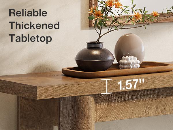 LITTLE TREE 63-Inch Farmhouse Console Table, Narrow Long Sofa Table Behind The Couch, 2-Tier Storage Entryway Furniture for Hallway, Entrance, Living Room