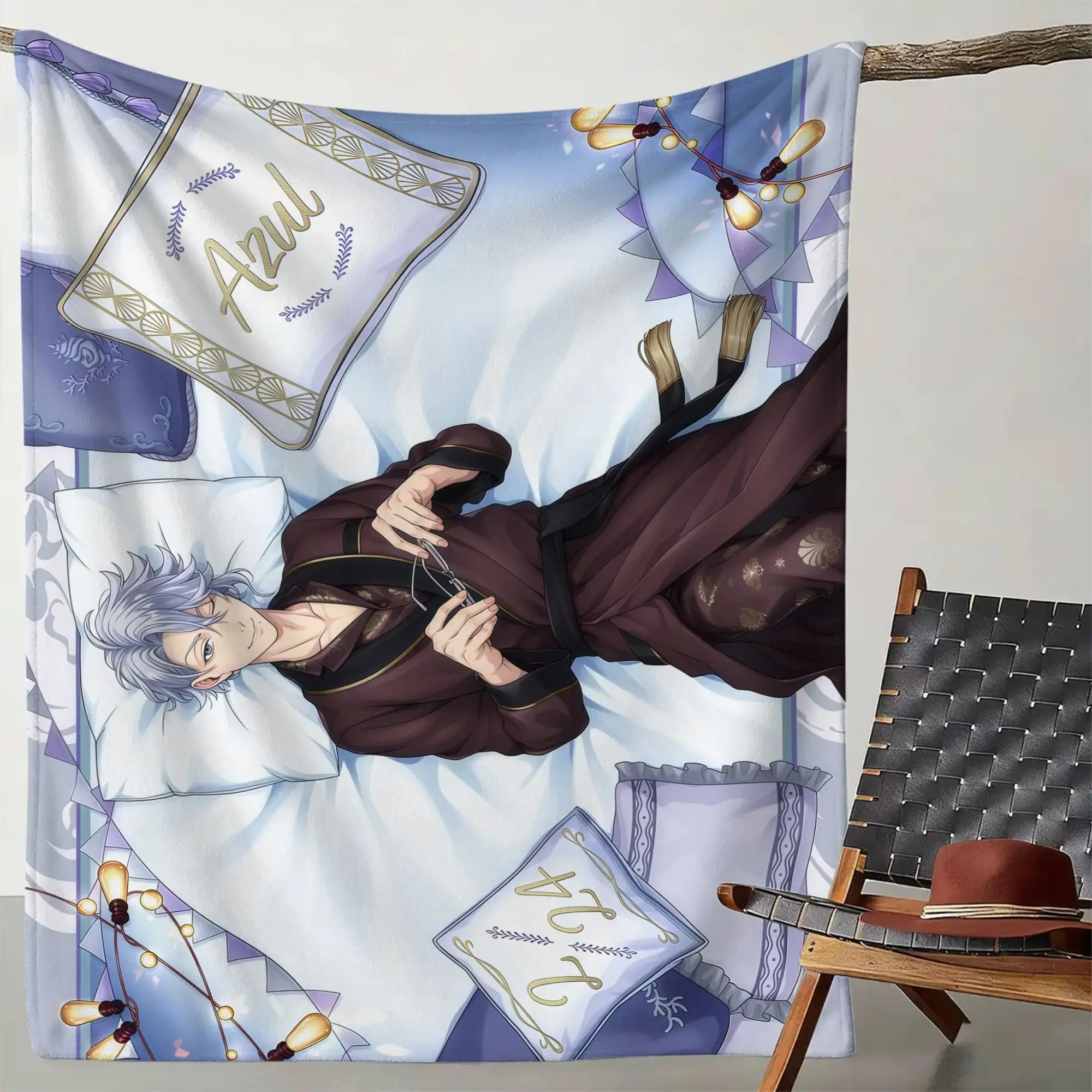 Twisted-Wonderland Anime Artwork Flannel Fabric Plush Blanket - Soft, Warm, Cozy Look, Plush Texture - for Home & Travel Use (Sofa, Bedroom, Car) Gift Option
