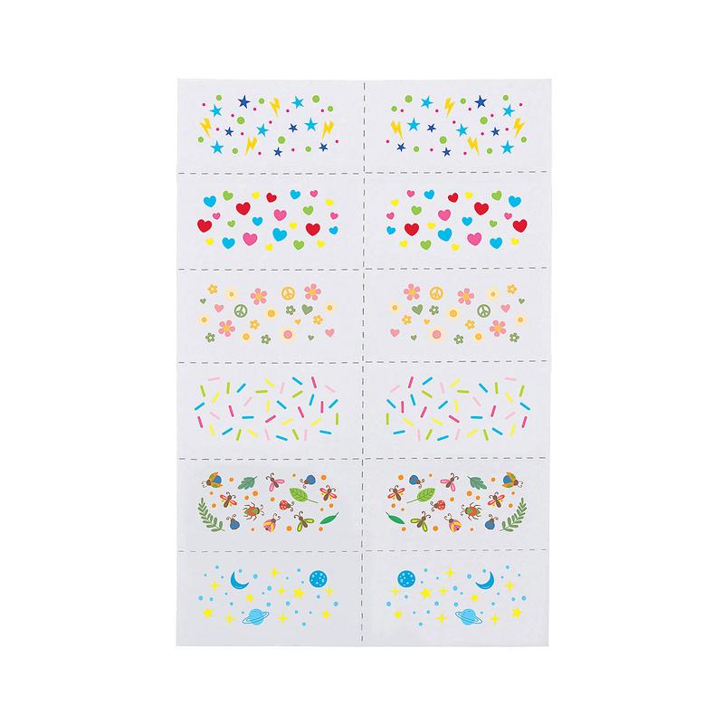 2" x 1" Bulk 72 Pc. Freckle Style Fun Shapes Temporary Tattoos