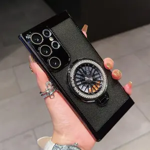 [KQ]Compatible With S26Ultra/S25Ultra/S24/S23/S22 Rotating Gyroscope Stand Phone Case, Electroplated Heat Dissipation Mesh Shell, Fully Wrapped Lens Film Phone Case