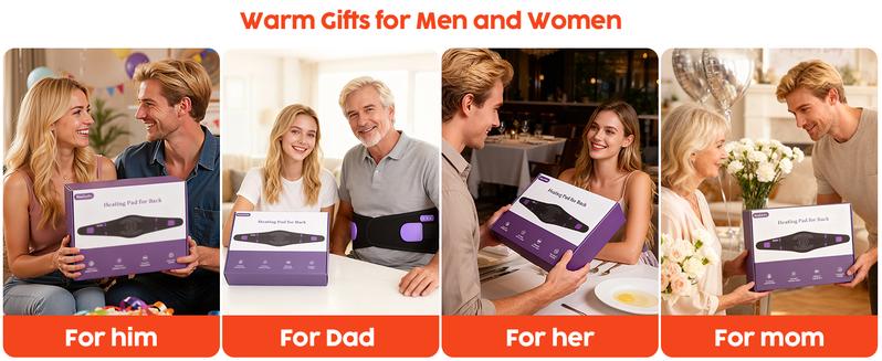 Valentine's Day Gifts 10000mAh Cordless Heating Pad for Back Pain Relief with Air Compression Massager Large Portable Heat Pad for Cramps Lower Back Support Brace Birthday Gifts for Women Men Mom Dad Seniors