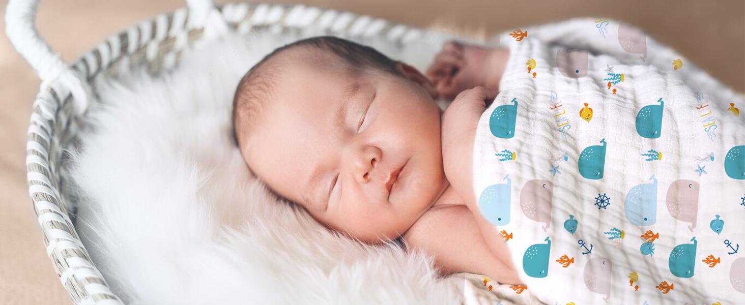 Yoofoss Baby Towels for Newborn 100% Muslin Organic Cotton Baby Bath Towel for Babies, Infant, Toddler and Kids, Large 32x32Inch, Soft and Absorbent Newborn Essential