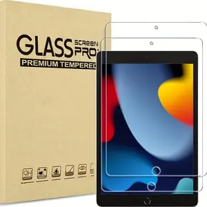 A pack of 2 pieces of easy to install tempered glass screen protector suitable for iPad 10.2-inch (2021/2020/2019), with a hardness of 9H, anti fingerprint, compatible with iPad Air 9th/8th/7th generation, and supports Face ID