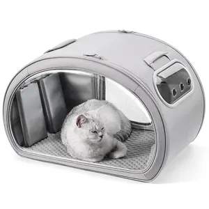 Pecute Cat Cooling House with Detachable Cooling Blanket – Portable Bubble Cat Carrier with Full-View Window, Foldable Indoor Pet Tent for Small Dogs, No-Assembly Cat Pod for Stress-Free Travel