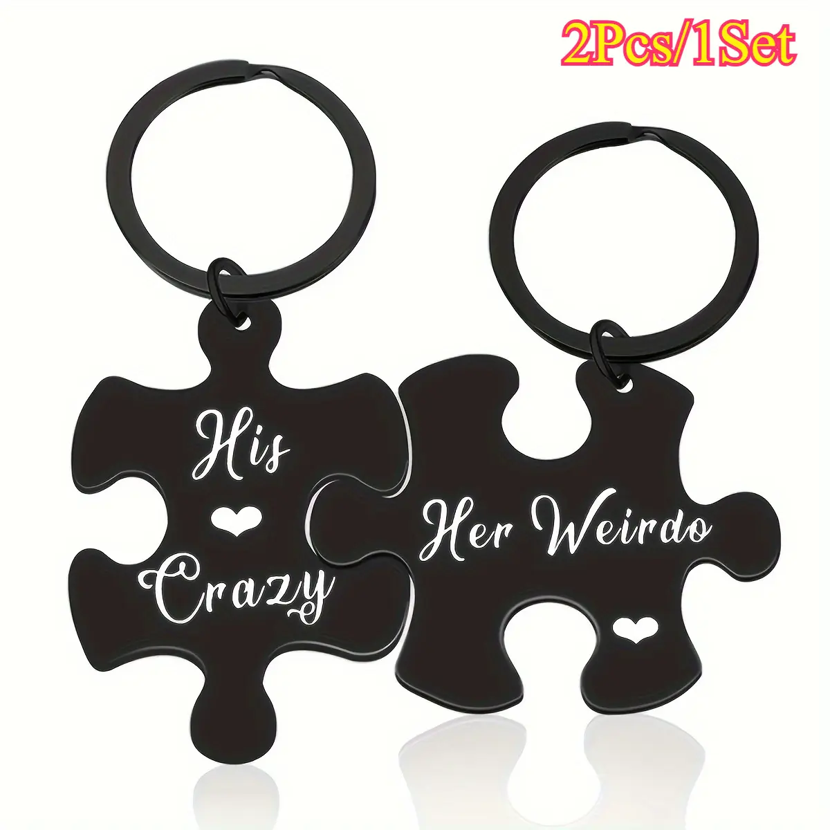 Cute Puzzle Shape Stainless Steel Couple Keychains, 2-Pcs Letter Match Pendant Set, Car Accessory, Bag Charm, Love Gifts for Boyfriend & Partner, Cute Keychains, Casual, Keychain For Car Keys, Romantic