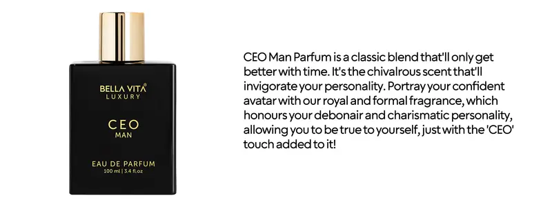 BellaVita Luxury's CEO Man Eau De Parfum 100ml (3.38 Fl.oz) | Lemon, Lavender, Tonka & Agarwood | Long Lasting Perfume for Men | Vegan Perfume | Perfect Gift for Men