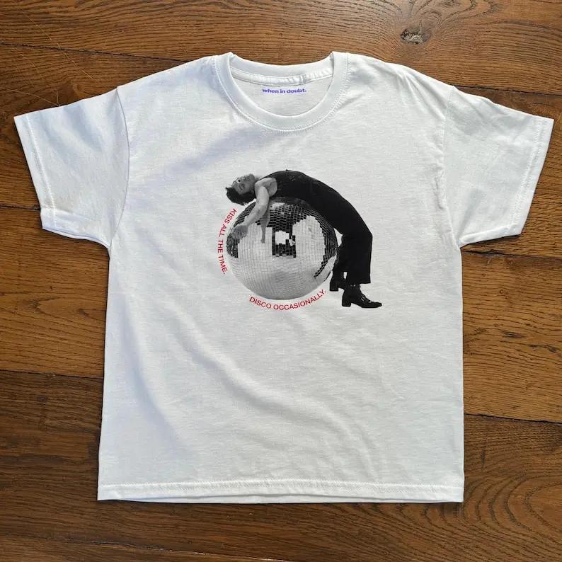 Harry Styles Kiss All The Time Disco Occasionally, Disco Ball Baby Tee, HS Tour Graphic Tshirt, Y2K Concert Top