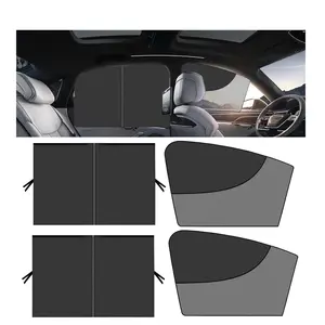 4Pcs Magnetic Double Layer Car Window Shades - UV Protection Half Shade Front Covers,Car Window Screen Mesh,Side Window Sun Shade for Privacy Protection