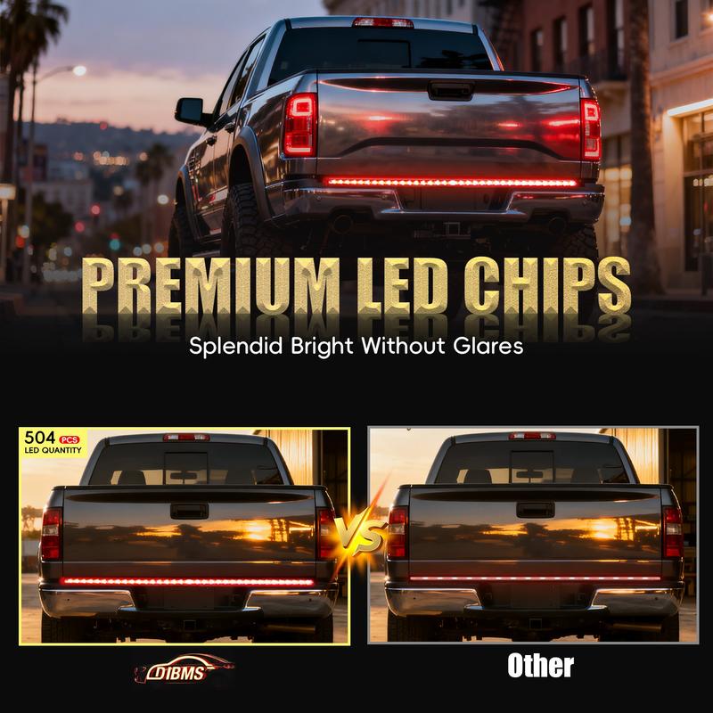 DIBMS Upgraded 60-Inch LED Tailgate Light Bar Strip with Fall Warning Signal, Arrow Turn Signals, IP67 Waterproof, Red & Amber Bright LEDs,Ambient Lighting Lightbar DIBMS Upgraded 60-Inch LED Tailgate Light Bar Strip with Fall Warning Signal, Arrow Turn Signals, IP67 Waterproof, Red & Amber Bright LEDs,Ambient Lighting Lightbar