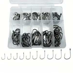 Professional Fishing Hook Set, 100pcs/box High Carbon Steel Hooks with Storage Box, Outdoor Fishing Accessories for Fishing Enthusiasts
