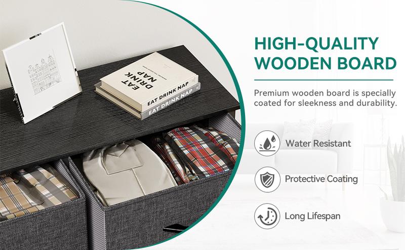 YITAHOME 8 Drawers Dresser, Dresser for Bedroom, Fabric Storage Tower, Organizer Unit for Bedroom, Living Room, Hallway, Closets & Nursery - Sturdy Steel Frame, Wooden Top & Easy Pull Fabric Bins