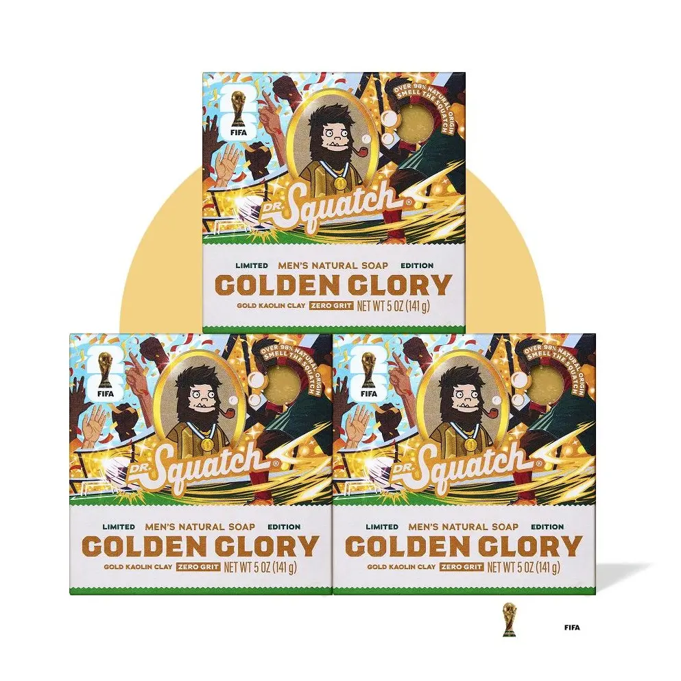 FIFA Golden Glory 3-Pack Bar Soap Bundle - Dr. Squatch Exclusive Limited Edition - Body Care