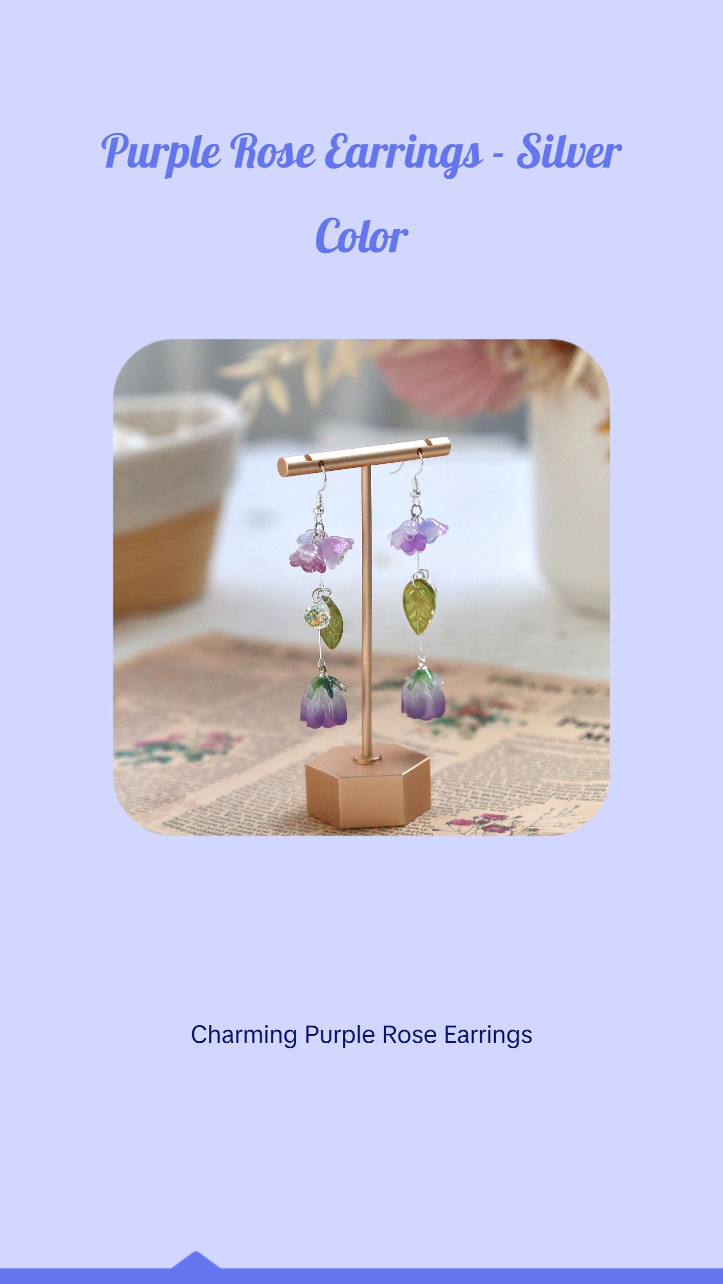 Purple Rose Earrings