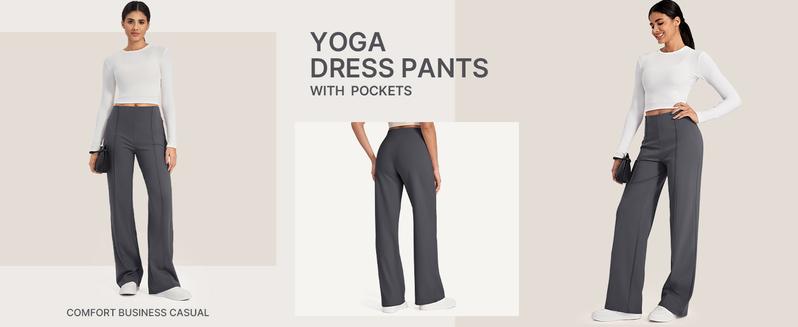 G4Free Wide Leg Pants for Women - Yoga Pants with Pockets, Soft Bottom, Loose Fit, Trendy Style, High Waisted, Flattering Cut, Daily Wear Classy Look Stretch Fabric