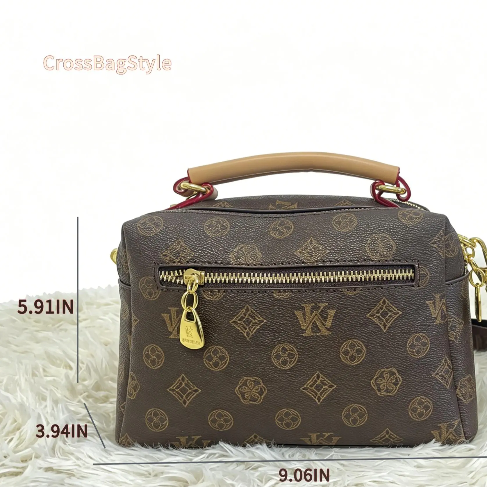 Vintage Monogram Crossbody Bag | 3-Way Handbag with Flower Charm - Spacious & Stylish for Daily Use