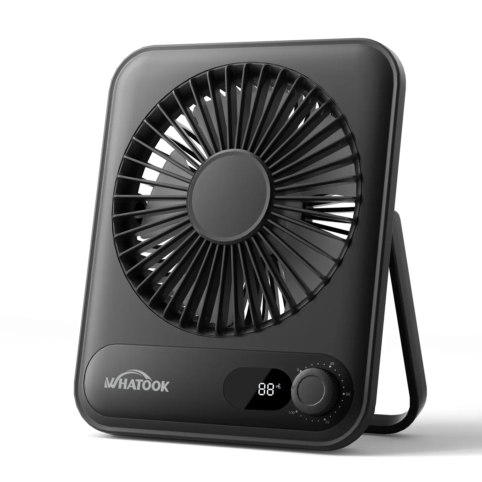 WHATOOK Adjustable Speeds Mini Portable USB Cooling Fan - 2000mAh Rechargeable Rotating Quiet Desk Fan, 10 Hours Battery, Pink Travel & Office Essential, Adjustable Speeds Fan