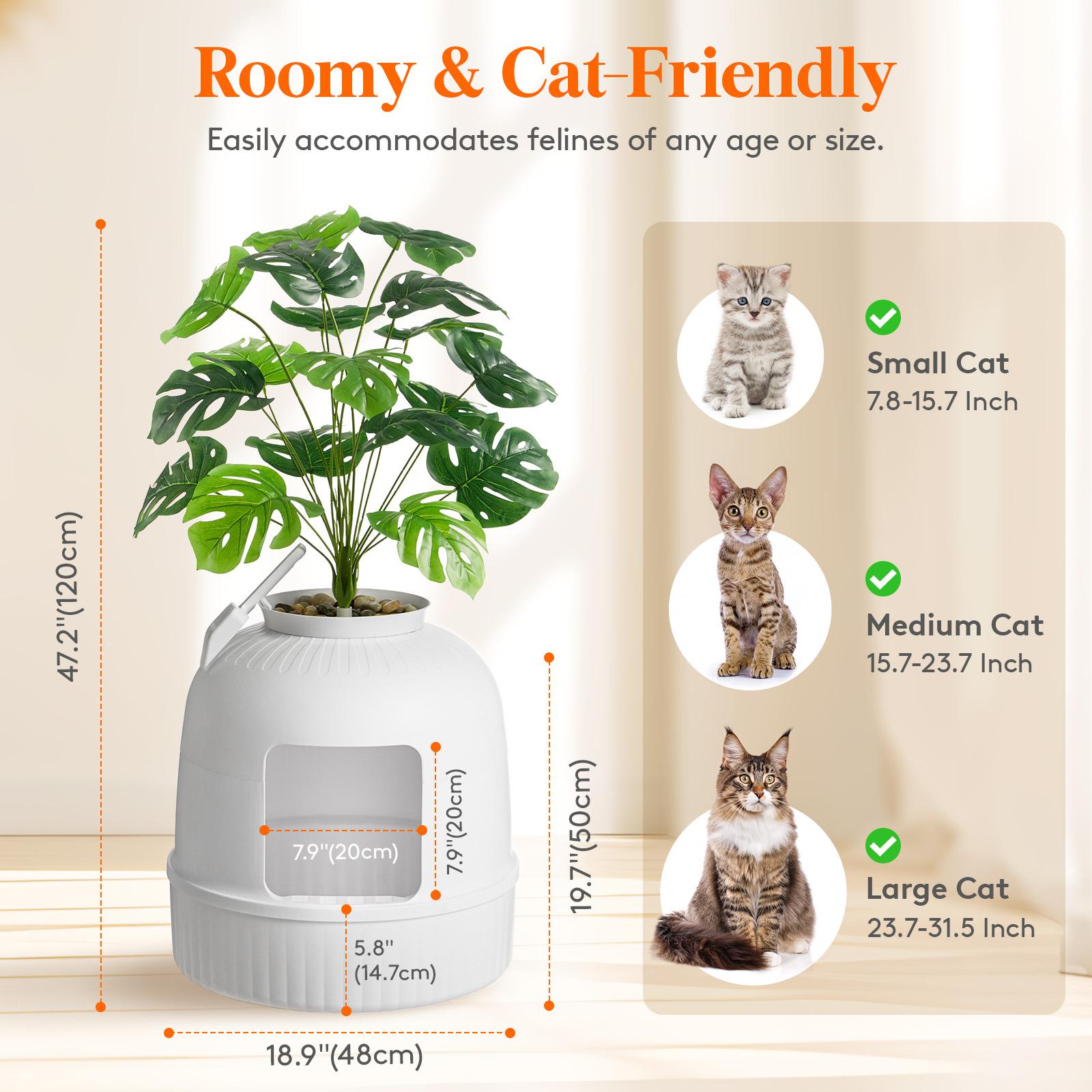 Lifewit Cat Litter Box with Faux Plant or Castle Design, Hidden Enclosure Tray with Scoop, Odor Control & Carbon Filter, Covered Cat Toilet for Living Room, Bedroom, Corner