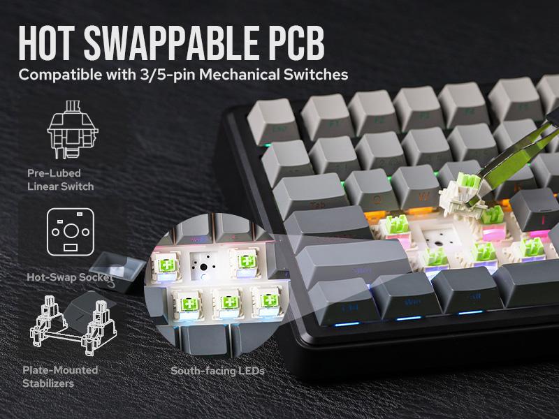 EPOMAKER X AULA F75 MAX Gasket-mounted Hot- swappable Wireless Mechanical Creamy Keyboard with TFT Screen, Knob, RGB Backlight, for PC/Mac/Linux Tri-Mode USB-C/BT 5.0/2.4GHz Custom gaming accessories  TikTokShopJumpstartSale