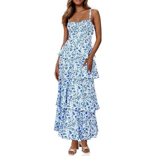 Wenrine Women's Summer Floral Maxi Dresses Sleeveless Spaghetti Strap Tie Back Ruffle Tiered Flowy Dresses - TikTok Shop Wenrine Women's Summer Floral Maxi Dresses Sleeveless Spaghetti Strap Tie Back Ruffle Tiered Flowy Dresses - TikTok Shop