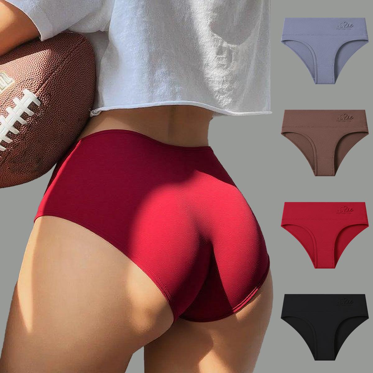 HOTCOM Women’s Style High-Waist Seamless Thongs – 4-Pack Smooth Tummy Control Cotton Panties for Everyday Comfort