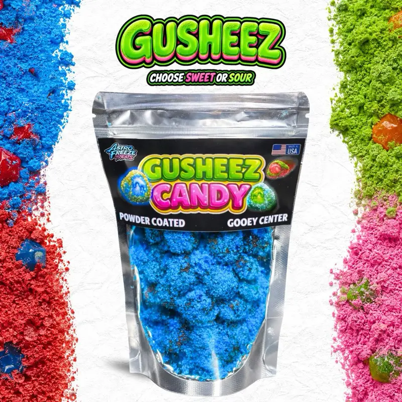 Gusheez- 8oz Bag- Astro Freeze Treats- Pick Flavor- Sour or Sweet- Gushing Liquid Center- Chewy Fruit Snack