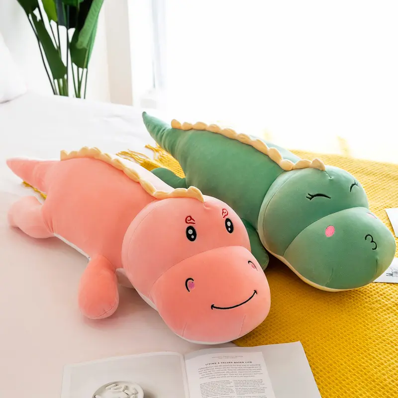 Snowolf Soft Stuffed Figure Body Pillow - Huggable Animal Character Stuffed Toy, Cotton-Fill Flexible Pillow for Hugs, 31.5in/35.4in/47in, Dinosaur/Pink Unicorn Designs, Kids' Gift, Home Decor (Pink, Green)