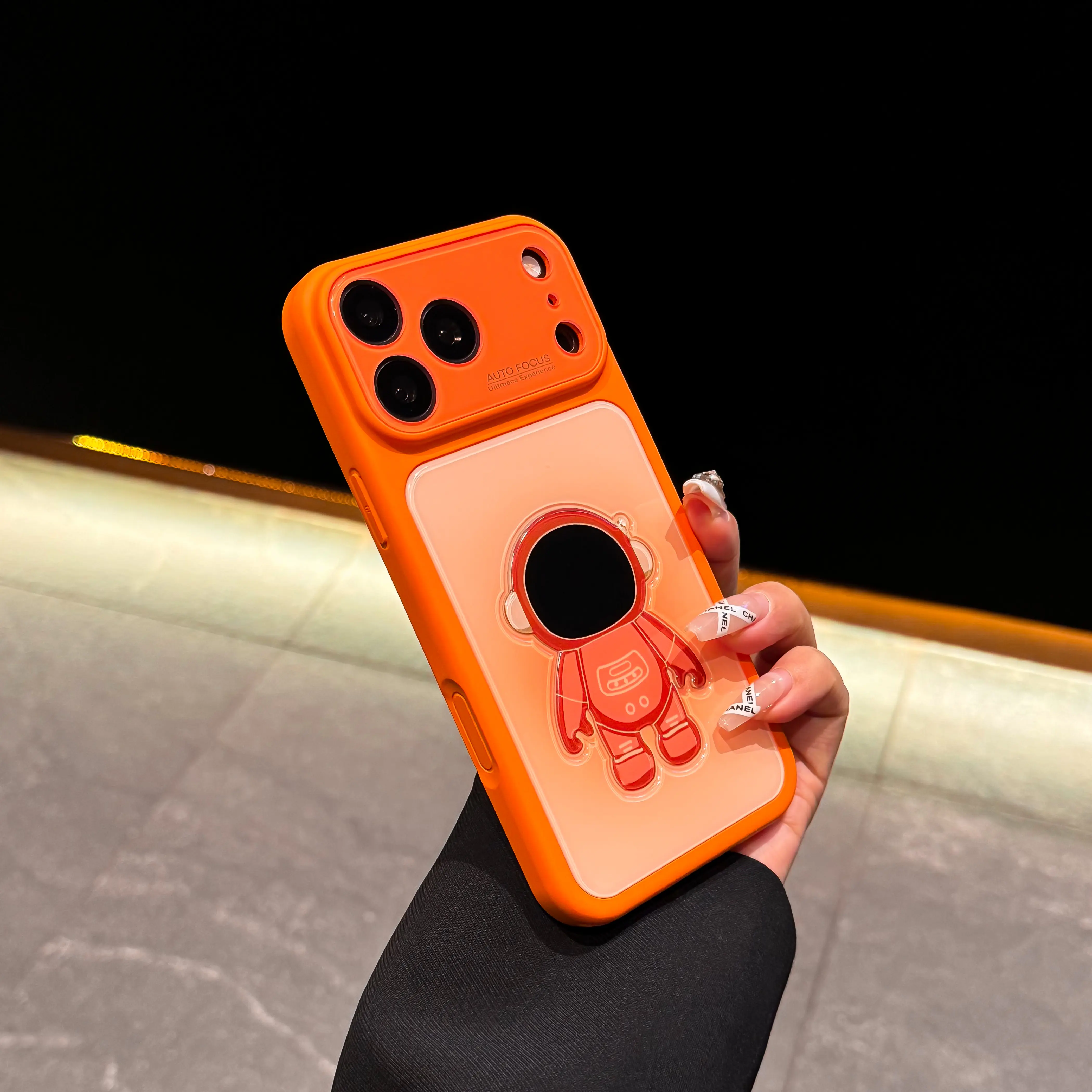 Embossed Astronaut Phone Case for iPhone 17 Pro Max, Macaron Multi-Color, Large Camera Window, Shockproof Protective Cover