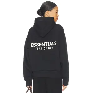 Fear of God ESSENTIALS Fleece Hoodie in Black Unisex Fear of God ESSENTIALS Fleece Hoodie in Black Unisex