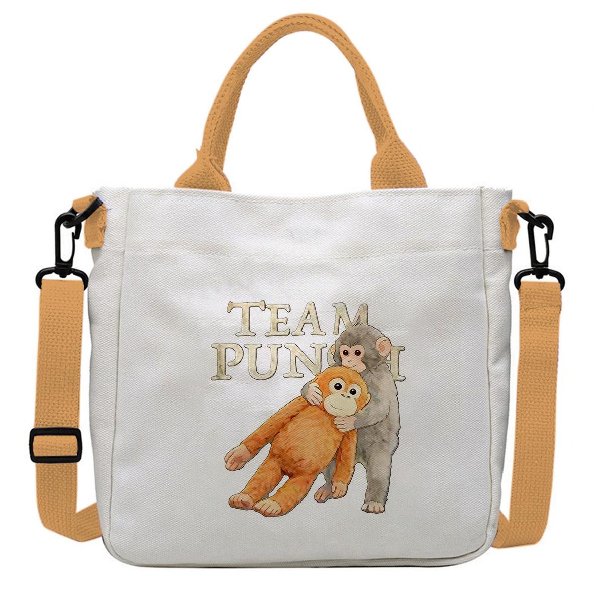Punch Monkey Canvas Shoulder Bag - Funny "Be Brave" Graphic Crossbody Tote, 9 Inch Daily Work Purse