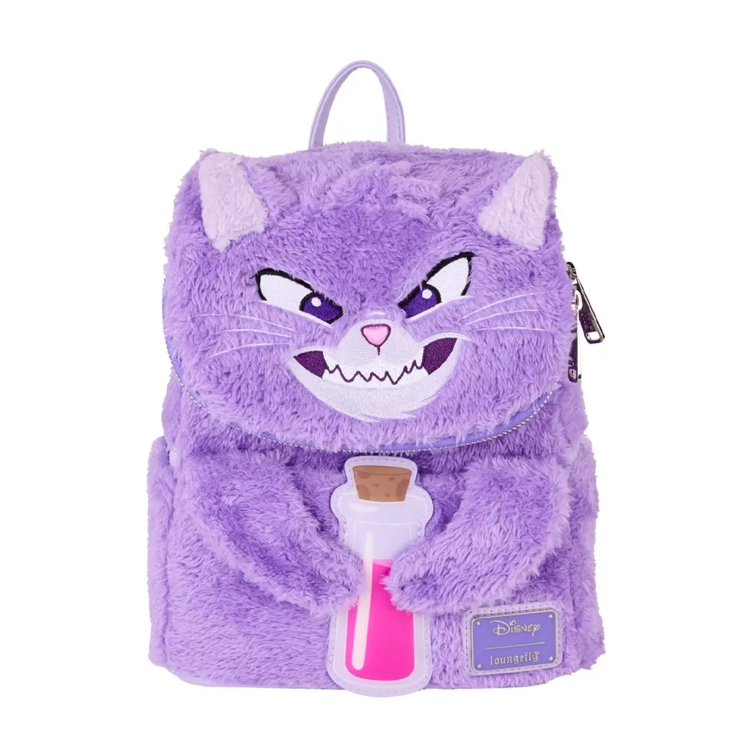 Loungefly Disney Emperor's New Groove Yzma Cat Plush Cosplay Fuzzy Backpack - Casual Female Lightweight Functional Bag, Applique Details, Adjustable Strap, Faux Leather, Soft Shell, Movable Tail, Hand Wash Only Cute Collectible