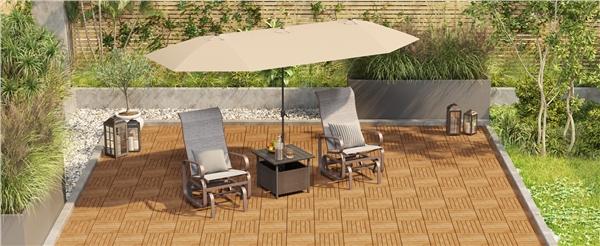 【27/54/108PCS】Yaheetech Acacia Wood Flooring Tiles - Waterproof Interlocking for Outdoor & Indoor/Patio/Garden/Deck, 12x12in - Durable & Natural Material