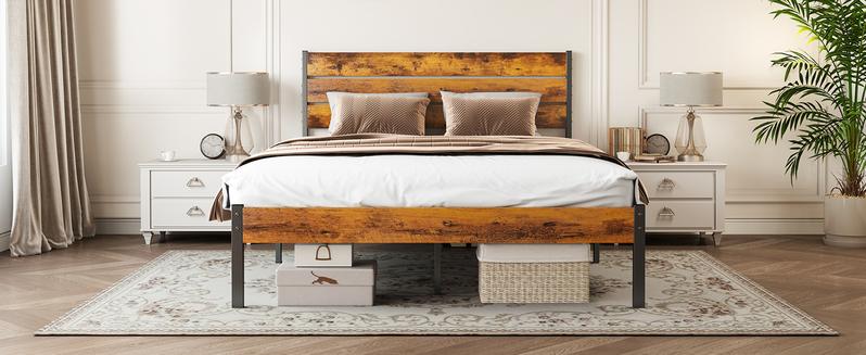 【Deal】Metal Platform Bed Mattress Foundation with Headboard and and Footboard, No Box Spring Needed with 800LBS Sturdy Wooden Slats Support