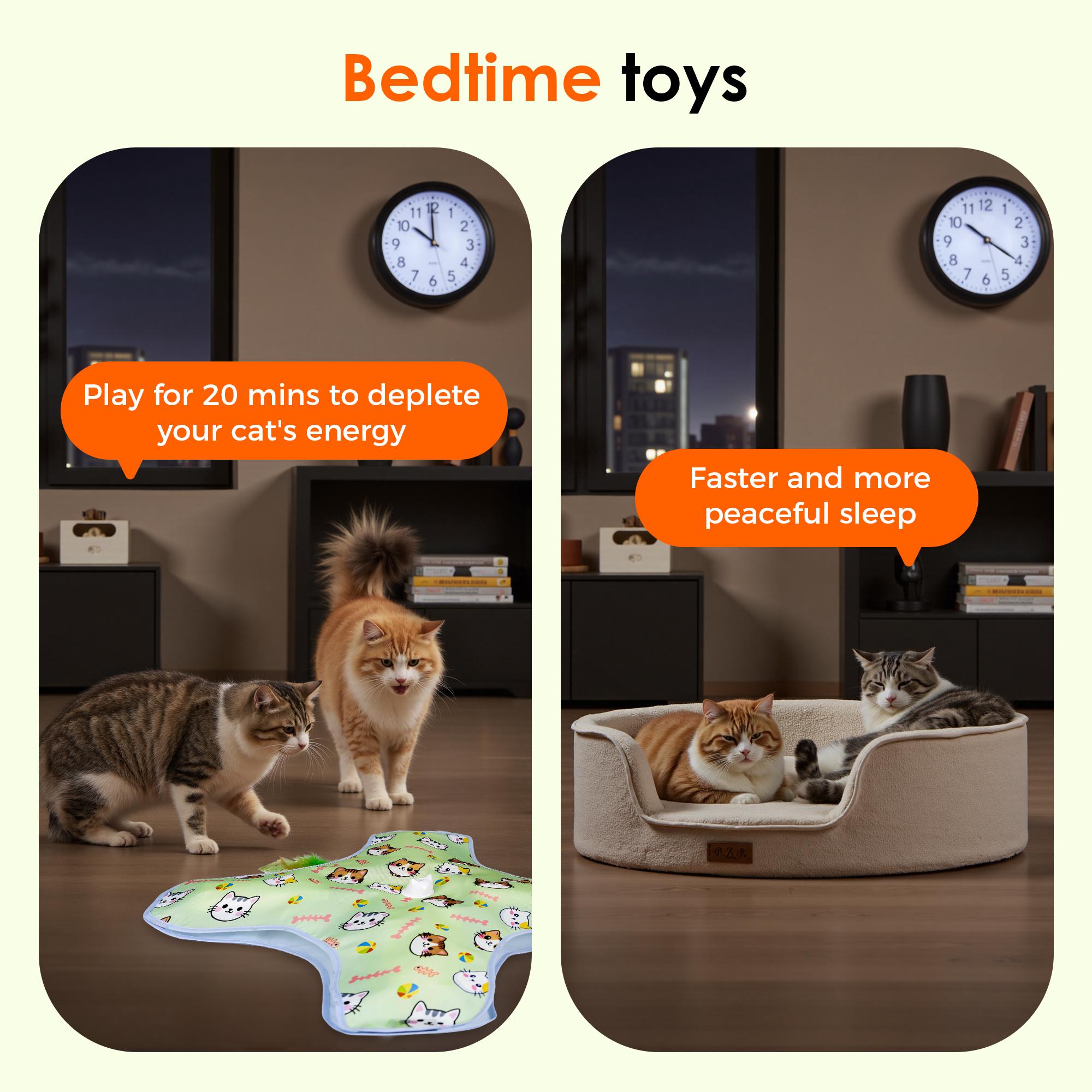 Chtoocy Hide and Seek Interactive Cat Toys,Moving Concealed Wand Feather, Rechargeable Cat Toy,Indoor Exercise Kicker for All Breeds