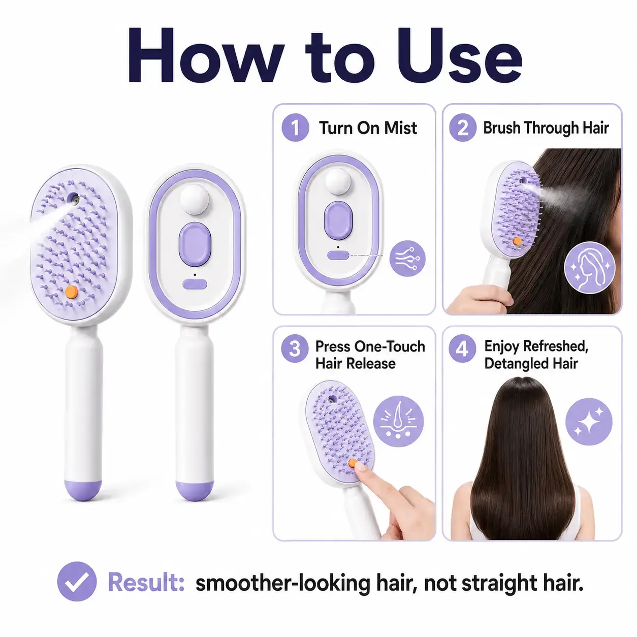 Rechargeable Electric Spray Hair Brush, Portable Silicone Scalp Massager & Detangling Comb - Anti-Static for Dry, Curly & Coily Hair Care, Detangling Brush, Hair Products