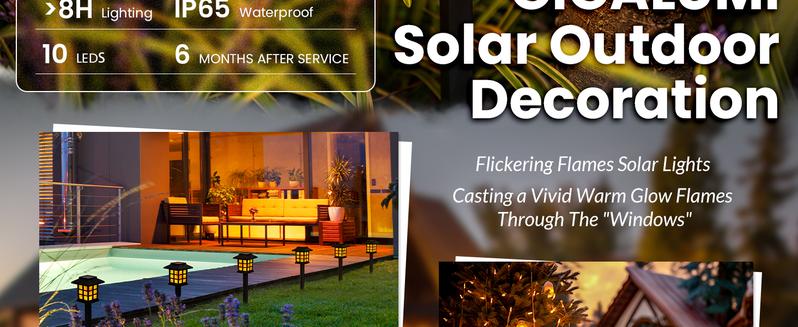 GIGALUMI Solar Garden Lights, Waterproof, Solar Walkway Lights Maintain 10 Hours of Lighting for Your Garden, Landscape, Path, Yard, Patio, Driveway