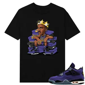 Unisex T-shirt To Match Sneakers Jordan 4 Purple and Gold Sportswear - MJ 4s. 100% Cotton for Casual Wear. Comfortable Summer Unisex T-Shirt to match Jordan Sneaker. Streetwear Style. urban outfitters Los Angeles Basketball Style