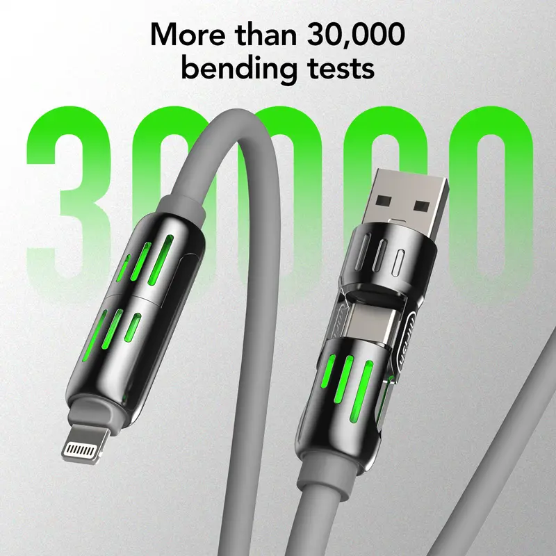 Product Introduction of MFish Armored Dragon I 4-in-1 Multi 240W Fast Charging super Liquid Silicone Cable with USB A Type C Lightning for iPhone17&Samsung Laptops  Charger 7
