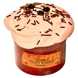 Bubbaboo Caramel Frappuccino 16 oz Best Seller cloud slime with glossy topper - fun freebies with every order!