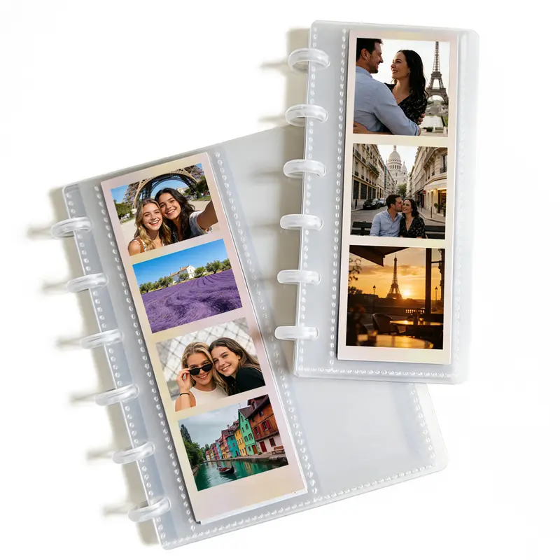 【DIY Translucent Photo Album Frame】 20 Pages for Storage, Dustproof Small Office Stationery Unique Gifts, Easy to Organize for 2x6 in Photo Strips, Creative Scrapbooking for Gatherings Daily Memories
