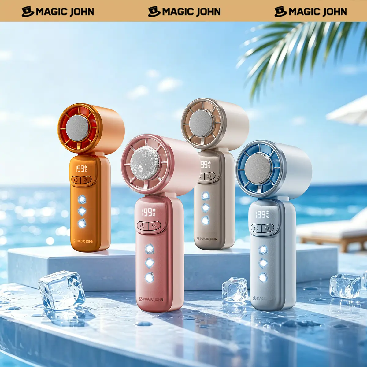 New-MAGIC JOHN Mini Handheld Cooling Fan – 199-Speed Precision Control, Ice-Cooling Function, LED Display, Pocket-Size Portable Fan for Travel, Summer, Concerts & Commuting,back to school,back to school haul