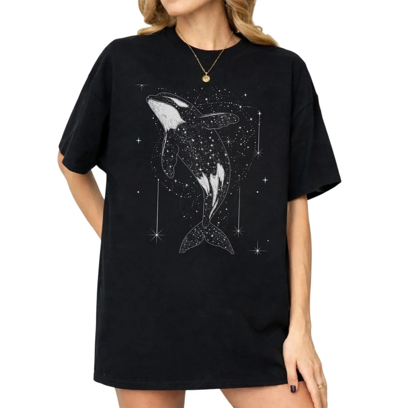 Comfort Colors Galaxy Orca Shirt, Starry Killer Whale Shirt, Ocean Animal Shirt, Gift for Orca Lovers