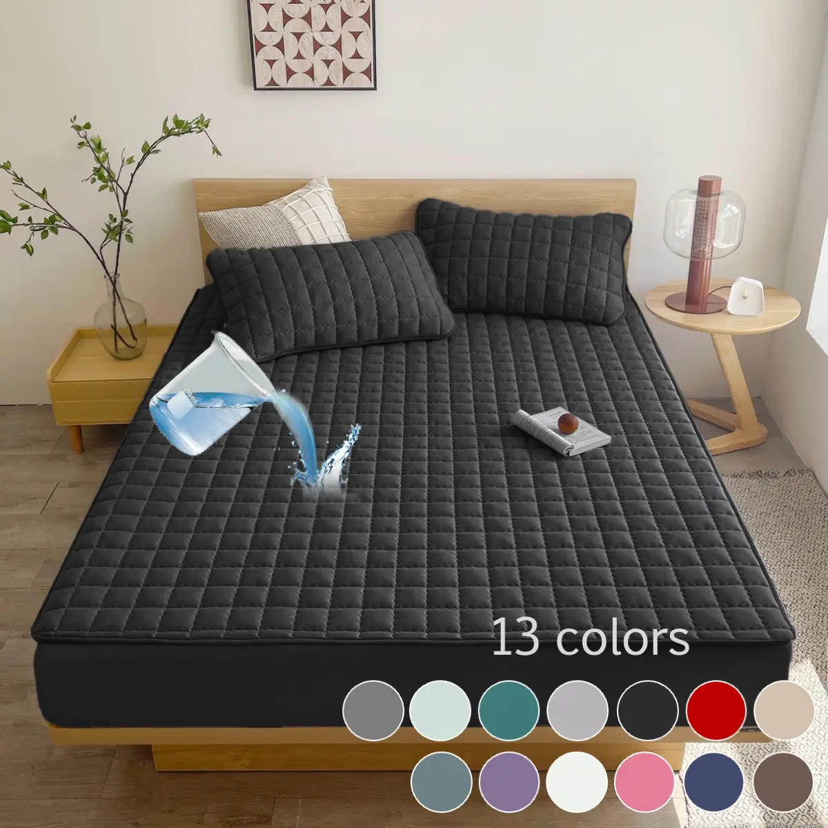 Waterproof Quilted Mattress Protector Set, Waterproof Mattress Pad – Includes Fitted Sheet & Mattress Cover with Deep Pocket, Soft, Noiseless, Breathable, Stain-Resistant, Machine Washable, with Pillowcases for Bedroom, Guest Room, Dorm, Kids, Pets