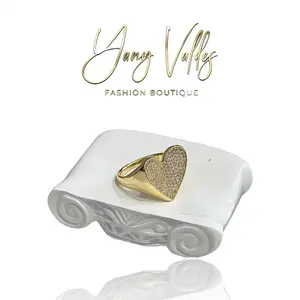 Beautiful Heart Design Ring for Women – Gold Plated with Cubic Zirconia ️