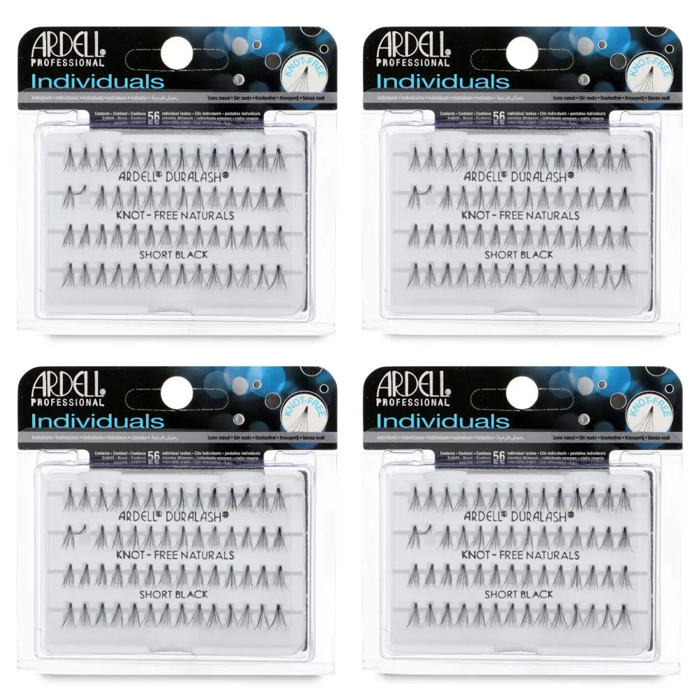 Ardell Individual False Eye Lashes - Short, Black, Natural Look DIY Lash Clusters, Easy Application for Eyelash Extension Effect, 4 Pack