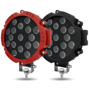 2PACK 7 Inch 51W Round LED Offroad Lights, Spot Driving Lamp for Boat Jeep ATV SUV