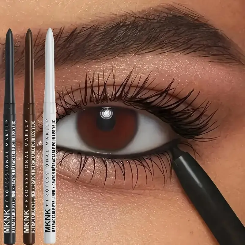 3-Piece Eyeliner Set | Brown, White & Black Trio | Long-Lasting, Longwear, Smudge-Proof Formula | Retractable Design | for Brow Bones & Upper/Lower Lash Lines | Beginner-Friendly | Ideal for Everyday and Dramatic Makeup Looks | Eye Makeup Products