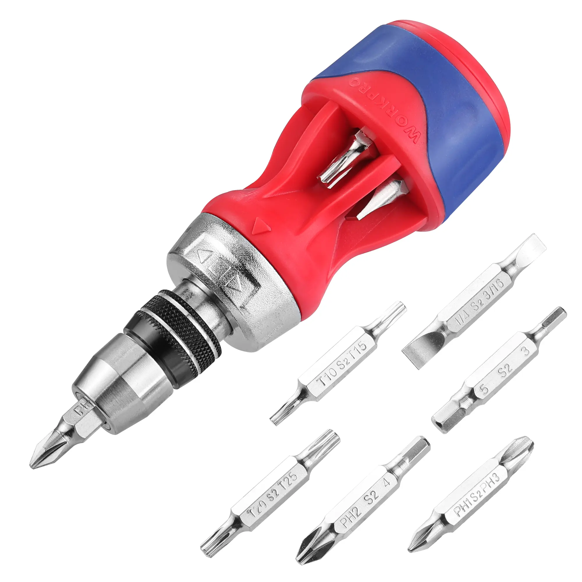 #BacktoSchool WORKPRO 12-in-1 Ratcheting Multi-Bit Screwdriver Set, Quick-load Mechanism Screwdriver with Double End Bits in Handle