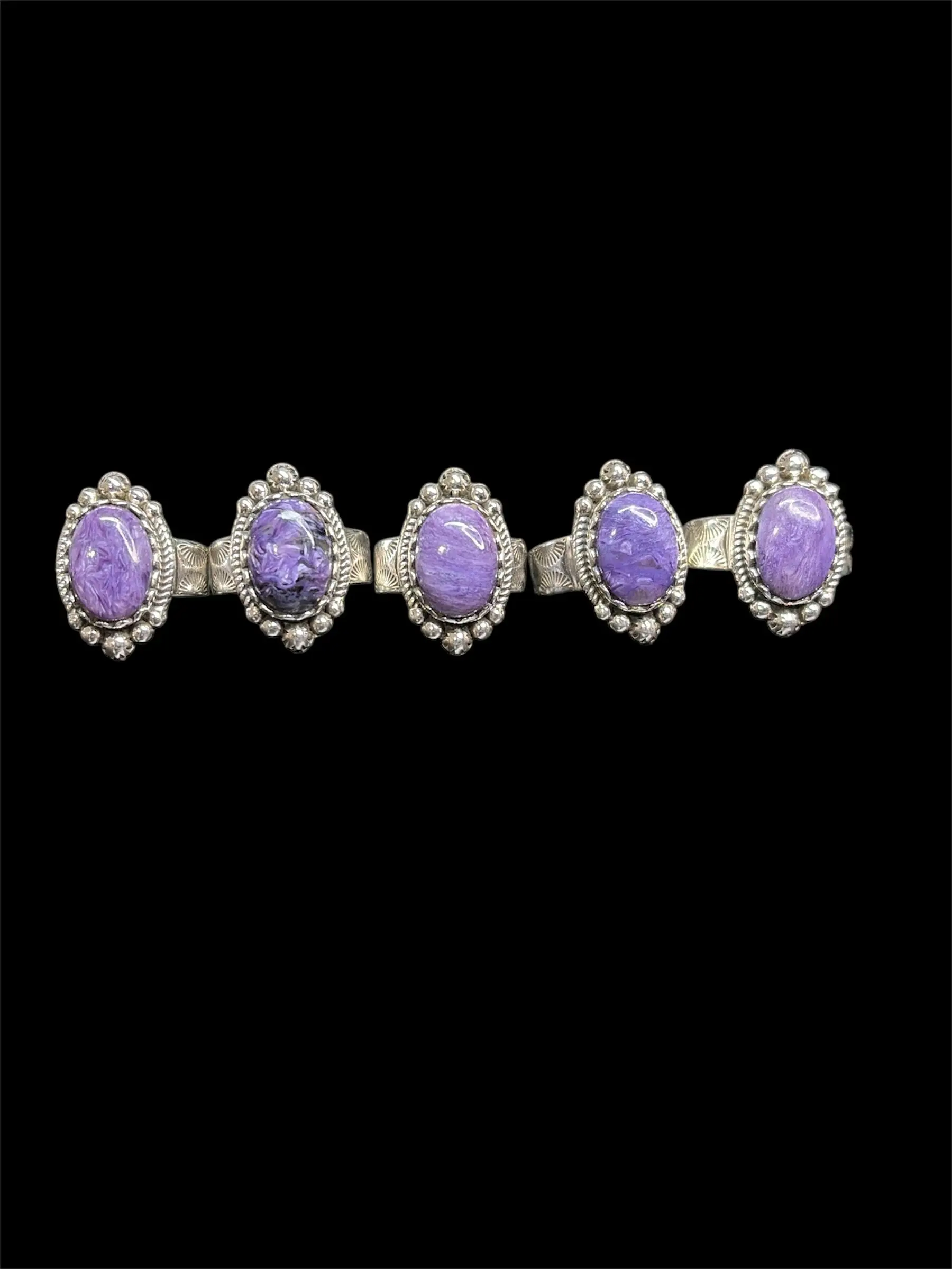 Genuine Charoite Rings