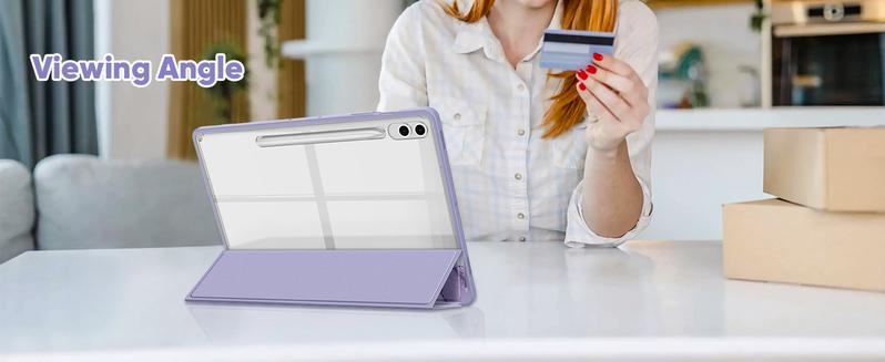 Fintie Hybrid Slim Case for Galaxy Tab S10 Plus/ S9 FE Plus 12.4-inch, Clear Back Cover, Built-in Pen Holder, Auto-Wake/Sleep, Tablet Protection Cover