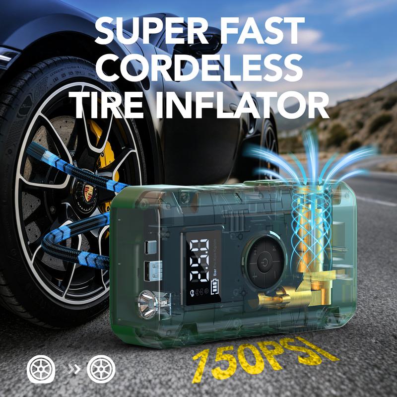 6000A Portable Car Jump Starter with Air Compressor 12VBattery Jump Starter Booster for 10 Gas and up to 9.0LDiesel Vehicles